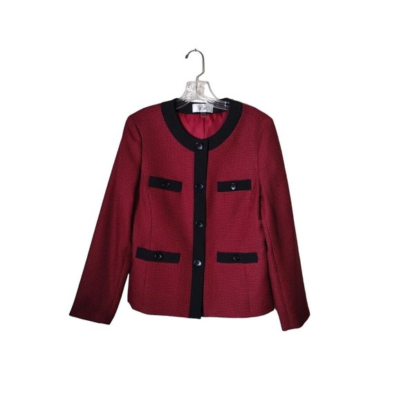 Le Suit Blazer Womens 12 Houndstoothe Button Up Office Professional Holiday - Picture 1 of 16